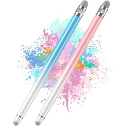Bopomofo 2PCS Stylus Pens for Touch Screens,Stylus Pen for iPhone/iPad/Tablet Android/Microsoft Surface,Compatible with Touch Screens(White Pink/White Blue)