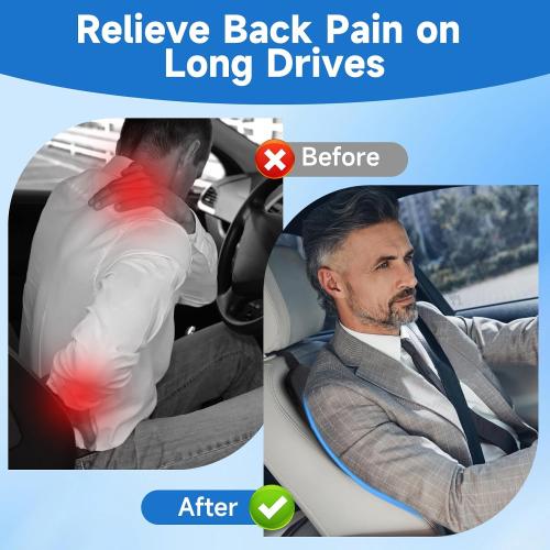 Lumbar Support Pillow for Car Truck Accessories Gifts for Mom Dad Memory Foam Back Support for Driving Seat Lower Back Cushion, Lumbar Comfort for Long Drivers Back Pain Relief, with Adjustable Straps
