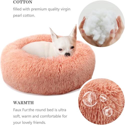 Pink Dog Beds for Small Dogs 19 inches Anxiety and Calming Washable Fluffy Cute Puppy Beds Girl Fits up to 15 lbs