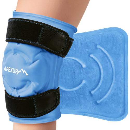 APEXUP Ice Pack for Knee Pain Relief, Large Reusable Wrap After Surgery, Flexible Gel Cold Pack for Injuries, Pain Relief for Back, Shoulder, Elbow, Ankle and Leg (Blue, L, 1PK)