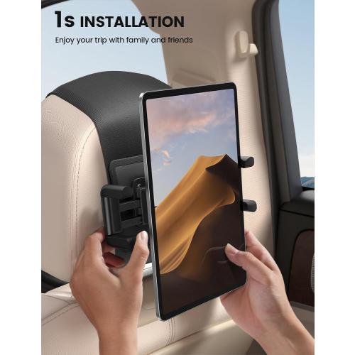 Lamicall Tablet Holder for Car Headrest - [Thick Case Friendly] [360° Rotation] Car Tablet Mount for Backseat, Road Trip Essentials for Kids, for iPad Pro, Air, Mini, Galaxy, Fire HD, 6.1-13 Tablets