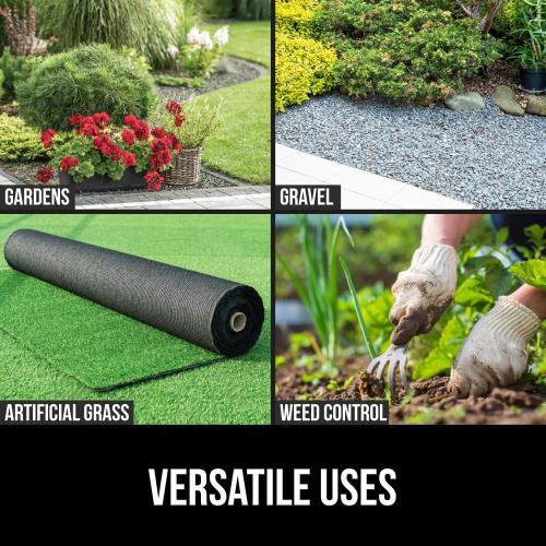 GORILLA GRIP Weed Barrier Fabric, 6 FT x 100 FT, Heavy Duty Woven Landscape Fabric 3.2oz, Weed Control Ground Cover for Garden Beds & Mulch Permeable Underlayment for Landscaping Home & Commercial Use