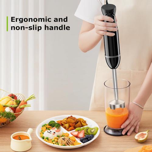Bonsenkitchen Hand Blender, Immersion Blender with 2 Mixing Speed, Electric Handheld Mixer Portable Stick Mixer with Stainless Steel Blades for Soup, Smoothie, Puree, Baby Food