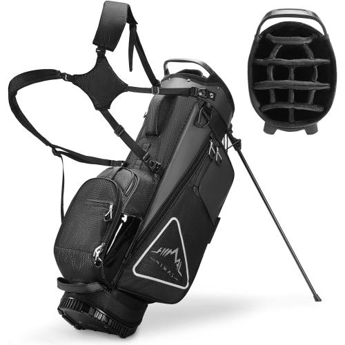UNIHIMAL 14-Way Golf Stand Bag, Full Length Premium PU Leather Golf Bag with Plush Top, Magnetic Pocket, Dual Strap and Rain Cover for Men