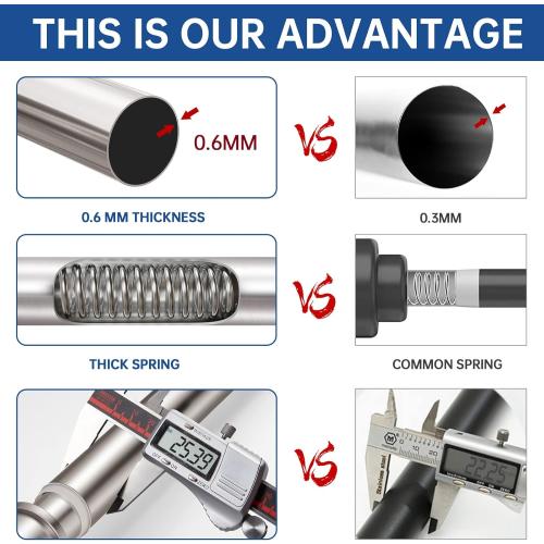 SILVER BRIOFOX Industrial Shower Curtain Rod - 2-in-1 Design Tension Curtain Rod - Never Rust Non-Slip 43 to 72 Inch 304 Stainless Steel, Brushed Nickel Window Curtain Rod