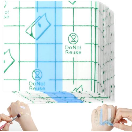 100 Pieces Makeup Mixing Palette Set Single Use Waterproof Makeup Mixing Palette Tape Disposable Foundation Mixing Tray Adhesive Artist Must Cosmetic Transparent Tape for Women(100, 8x8cm)