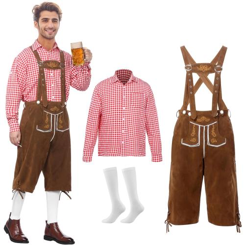 XL-XXL Men’s German Bavarian Oktoberfest Costume Set,Lederhosen Men,Oktoberfest Costume Men for Adults Halloween Costumes