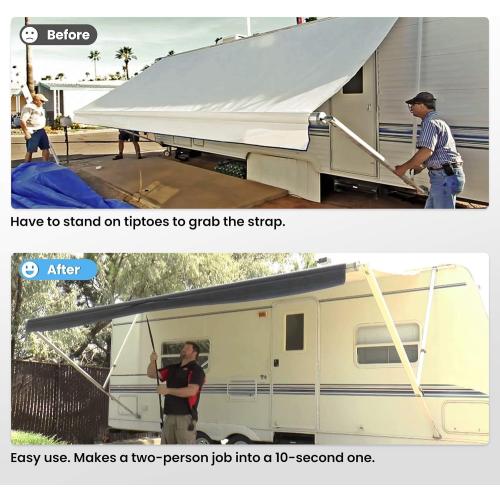 BougeRV RV Awning Pull Straps, 9.8FT (118 Inches) Upgraded RV Camper Awning Parts Pull Down Straps Fits for RV/Travel Trailer/Camper Awning RV Accessories (2 Pack)