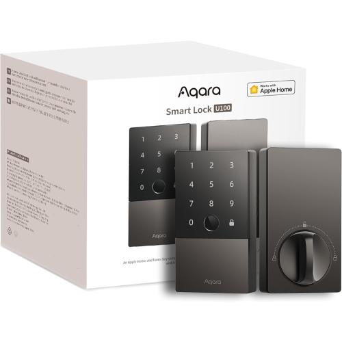 Aqara Smart Lock U100, Fingerprint Keyless Entry Door Lock with Apple Home Key, Touchscreen Keypad, Bluetooth Electronic Deadbolt, IP65 Weatherproof, Supports Apple HomeKit, Alexa, Google, IFTTT, Gray