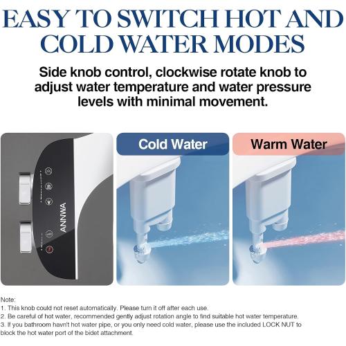 Bidet Attachment for Toilet Seat Non-Electric Bidet Hot and Cold Water Bidet Attachment Toilet Adjustable Water Temperature​ Posterior/Feminine Wash Dual Retractable Nozzle Self-Cleaning(TT18N)