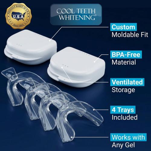 Teeth Whitening Trays Moldable 4 Dental Trays 2 Retainer Case Teeth Trays for Tooth Whitening Gel Compatible with Opalescence Teeth Whitening Gel