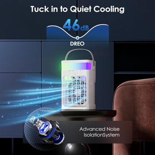 White Portable Air Conditioner,Cooling Fan with 3 Speeds & 3 Modes,1500ML Mini Air Conditioner with Remote, Air Conditioner Fan,Night Light,Evaporative Air Cooler for Home/Office