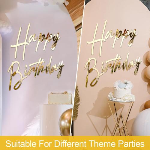 Yousoontic Happy Birthday Sign for Backdrop, 23 x 20 Inch, Classic, Silver