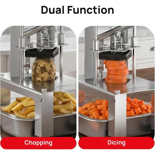 French Fry Cutterr,Professional Potato Cutter Slicer with 3/8, 1/2, 1/4 Stainless Steel Blades Stainless Steel Vegetable Chopper for Potato,Carrot,Cucumber,Onion,Home Use