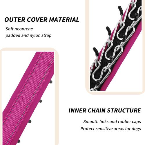 No Pull Martingale Dog Collar for Large Medium Small Dogs, Heavy Duty Nylon Reflective Adjustable Anti Pull Slip Collar with Buckle for Training Walking L Hot Pink