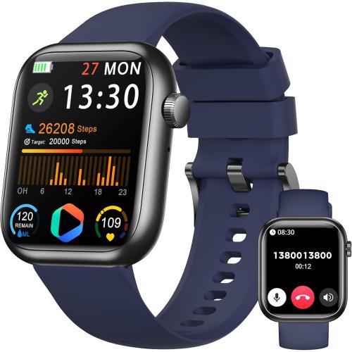 Smart Watch for Men Women(Answer/Make Call), 1.83 Fitness Watch with Heart Rate/Blood Pressure/Blood Oxygen, Pedometer, Sleep Tracker,120  Sport Modes, IP68 Waterproof Fitness Tracker for Android iOS