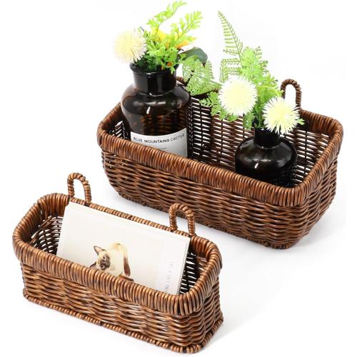 AceList Wall Hanging Basket, Boho Style Hand-Woven Hanging Storage Baskets - Set of 2, Ideal for Boho Room Decor, Kitchen, Garden, and Living Room(Brown)
