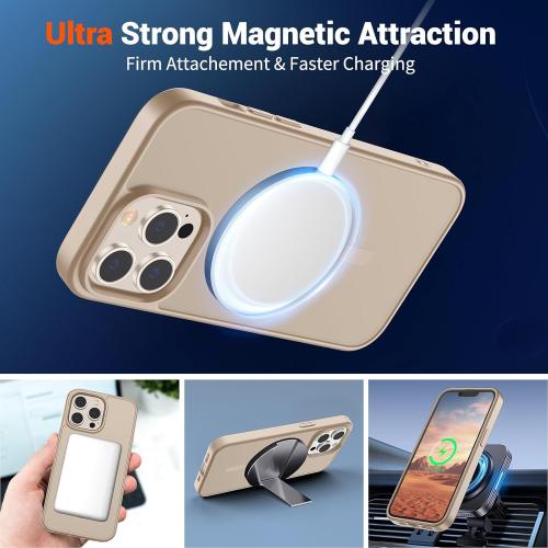 SUPFINE Magnetic for iPhone 13 Pro Case(Compatible with MagSafe)(Military Grade Drop Protection) Slim Translucent Matte Shockproof with Anti-Fingerprint Phone Case,Desert Gold