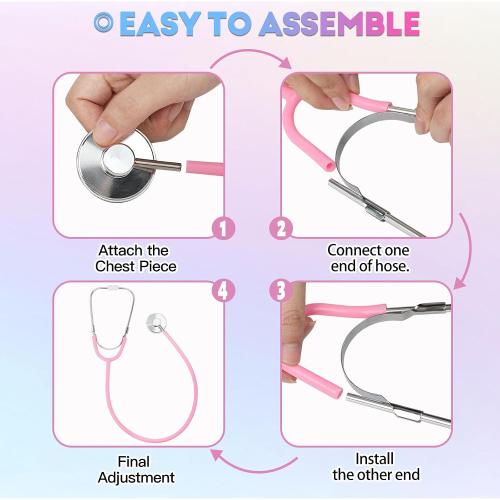 Phobby Kids Stethoscope Toy, 2 Pack Real Working Stethoscope Toy for Toddler 3 4 5, Doctor Play Set for Role Play, Medical Pretend Playset for Boys Girls Birthday Gift (Blue and Pink)