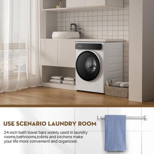 24-Inch Adjustable Bathroom Towel Bar Replacement Rod,Replacement Shower Towel Bar for Ceramic Holder with Adjustable Spring End Wall Mount for Kitchen & Bathroom Towel Storage(Clear-Reliable Plastic)