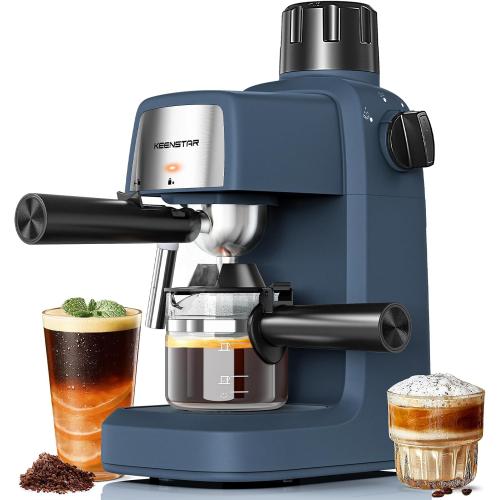 KEENSTAR 3.5Bar Espresso Machine with Milk Frother, 800W Compact Espresso and Cappuccino Machine with Preheating Function, 4 Cup Espresso Maker for Cappuccino or Latte, Gift for Coffee Lover