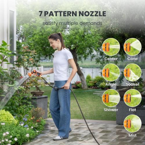 Giraffe Tools Retractable Garden Hose Reel 1/2130FT Wall Mount Auto Rewind | Any Length Lock,Auto Rewind System,180° Swivel Bracket,Heavy Duty Hybrid Hose,Easy to Assemble,7 Spray Patterns