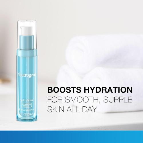 1oz Neutrogena Hydro Boost Hydrating Hyaluronic Acid Serum, Hydrating Face Moisturizer For Dry Skin, Oil-Free Non-Comedogenic Moisturizer, 1 FL OZ