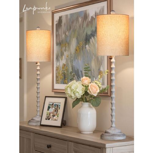 Rustic Farmhouse Buffet Lamps Set of 2, 30 Tall Table Lamps with Metal Base & Linen Shade – UL Certified, Perfect for Adding a Warm, Cozy Glow to Living Rooms, Dining Rooms & Entryways