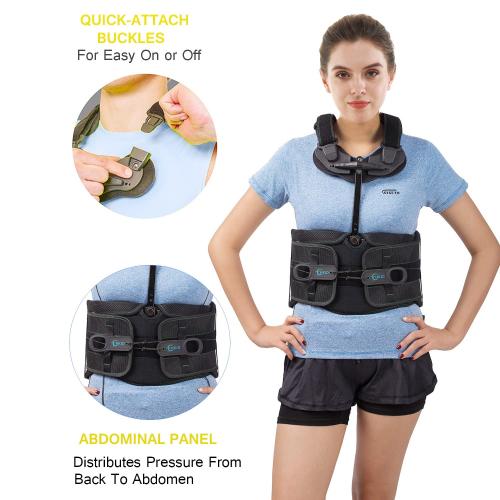 Size XXL TLSO Thoracic Full Back Brace for Men Women for Kyphosis, Post Op Recovery, Compression Fractures, Scoliosis, DDD, Herniated Discs, Adjustable Thoracic Lumbar Spine Support(Size XXL)