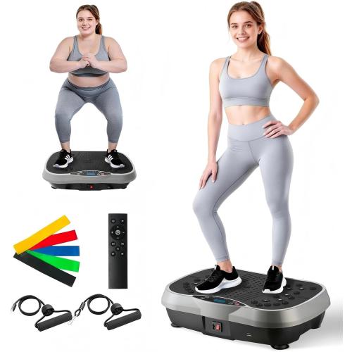 ALSO GO Vibration Plate Exercise Machine for Lymphatic Drainage, 10 Preset Modes & 200-Level Vibrating Platform Machine for Weight Loss/Body Workout, Home Gym Fitness Shake Plate with Resistance Bands