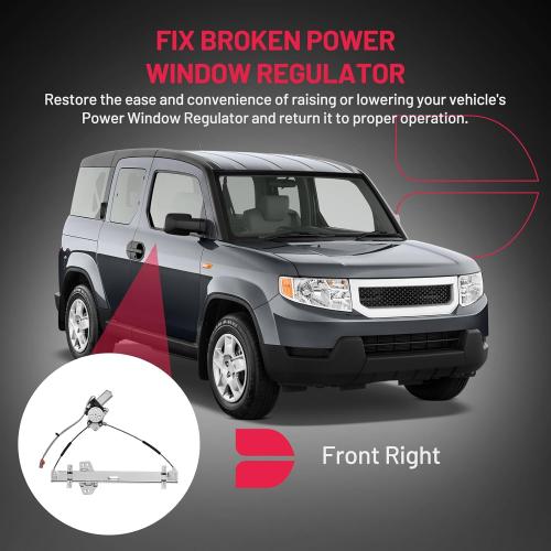 BDFHYK 748-132 Power Window Regulator with Motor Front Right for 2003 2004 2005 2006 2007 2008 2009 2010 2011 Honda Element 03 04 05 06 07 08 09 10 11