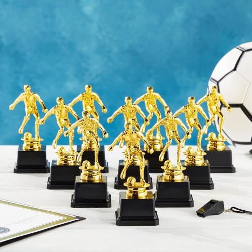 Juvale Soccer Trophy for Kids - Plastic Award Trophies - Pack of 12, 2.5 x 6 in, Gold & Black, Plastic