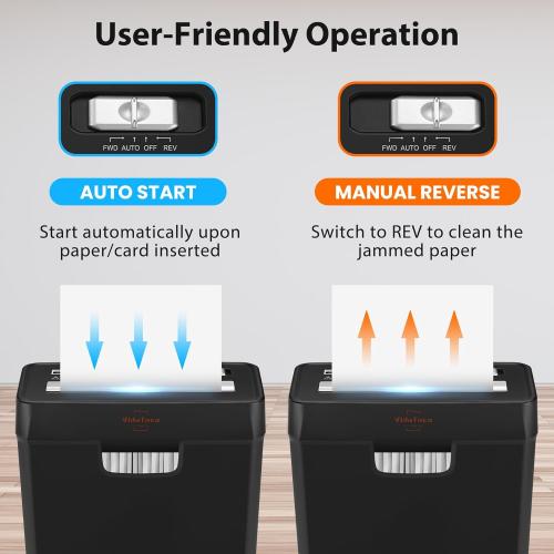 Shredder for Home Use 6-Sheet Strip Cut Paper Shredder,Also Shred Card/Staple,Small Mini Document Shredding Machine for Office with Patented Jam Proof,Portable for Home,2.65-Gal Bin