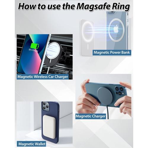 Metal Rings 6PCS,Ultra-Thin(0.4mm)for MagSafe Sticker/Magnetic Adapter/Phone Cases/Wireless charger,Compatible with iPhone 17/Air/16/15/14/13,Galaxy S24/S23/S22/Kindle,For Mag Safe Accessories