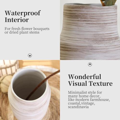 17 inch Extra Tall White Ceramic Vases for Centerpieces Farmhouse Living Room Floor, Boho Pampas Grass Vase for Fireplace Mantel Decor, Modern Minimalist Rusic Floor Vase for Organic Home Decor