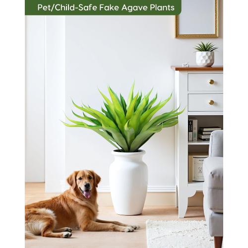 Velener Fake Agave Artificial Plant, Unpotted Fake Succulents Plant for Room Decor, UV Resistant Faux Agave Plant for Outdoor/Indoor Decor, 22 inches, Set of 1(43 Leaves)
