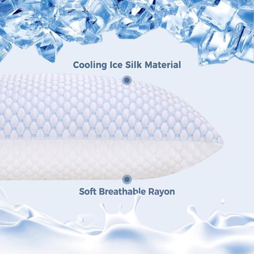 Adjustable Cooling Shredded Memory Foam Pillows King Size Set of 2 - Temperature-Regulating for Hot Sleepers with Dual Airflow Ventilation(CertiPUR-US & Hypoallergenic & Machine Washable)