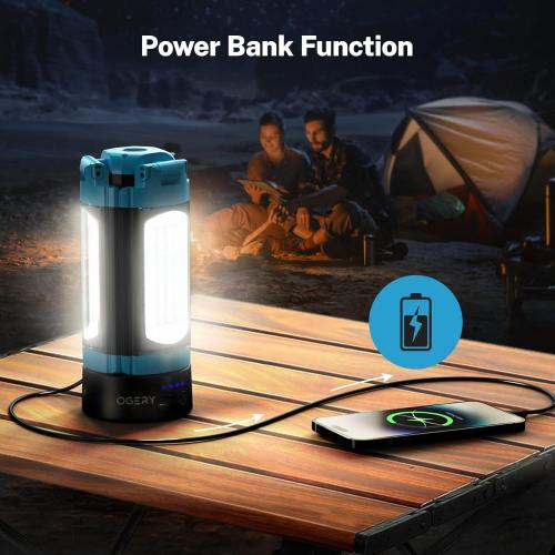 OGERY Rechargeable 10000mAh Camping Light with Stand 6.5 ft Max Height, Cordless Work Light with 3 LED Lamp Heads, 2200 Lumens Camping Essentials Gear Emergency Flashlight with Detachable Tripod