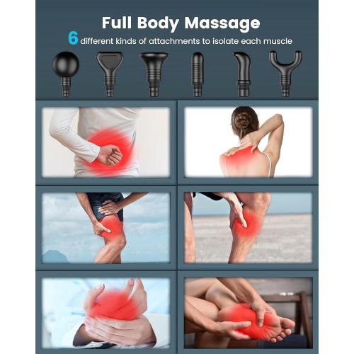 AYURA Massage Gun Deep Tissue, Muscle Massager Gun for Pain Relief, Percussion Massage Gun with 30 Speeds & 6 Heads, Portable Handheld Back Massage Gun for Athlets Men Women
