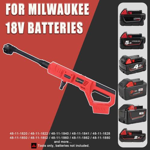 Cordless Pressure Washer for Milwaukee M18 Battery, 800 PSI Portable Power Washer with 6-in-1 Nozzle, 1.0 GPM Foam Cannon Power Pressure Washer for Car Floor Fence Wall Cleaning (Battery Not Included)