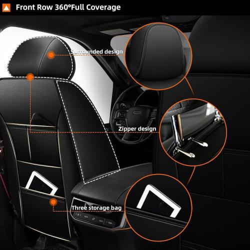 Seat Covers Custom Fit for Toyota 4Runner 2007-2024: 7 Seats Full Set Seat Cushion Protectors Waterproof Leather Comfortable Breathable Compatible Airbag (Black, 3 Rows 7 Seats)