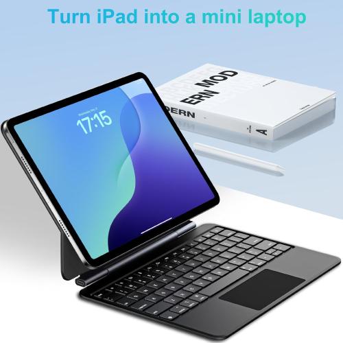Jibrealg Magic Keyboard for iPad A16, Lightweight Keyboard Case for iPad 11th (A16 2025) & 10th Generation (2022), Ultra-Slim Smart Keyboard with Trackpad, 7 Colors Backlight, Black