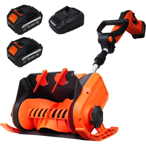20V*2 Cordless Snow Shovel, 14 Brushless Electric Snow Shovel with Two 4.0Ah Battery & Adjustable Directional Plate, Lightweight Snow Blower for Pathways, Patios, Decks & Driveways (Orange)
