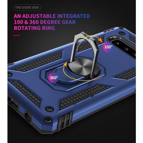 Androgate for Samsung Galaxy S10 Case with HD Screen Protectors, Military-Grade Metal Ring Holder Kickstand 15ft Drop Tested Shockproof Cover Case for Samsung Galaxy S10 (2019) Blue