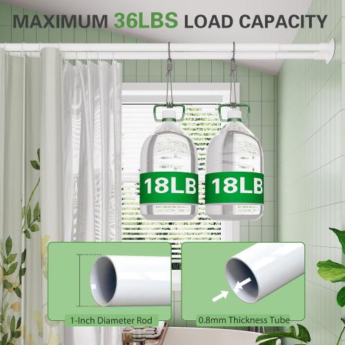 Double Shower Curtain Rod, 28-76 Inches Adjustable Wall Mounted Double Shower Rod, Rustproof White Shower Curtain Rods for Bathroom, Bathtub, Extra Space for Curtain and Liner