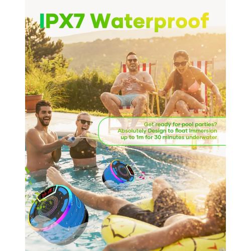ssuowao Bluetooth Shower Speaker, IPX7 Waterproof Portable Speakers with LED Display, FM Radio, Suction Cup, Built-in Mic, Mini Speaker for Bathroom Travel Pool Beach