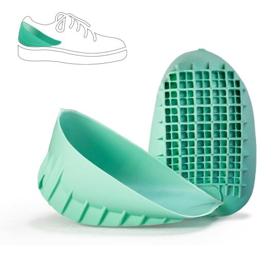 Tuli's Heavy Duty Heel Cups, Shock-Absorbing Cushion Insert for Plantar Fasciitis, Sever’s Disease, and Heel Pain, Green, 1 Pair, Regular