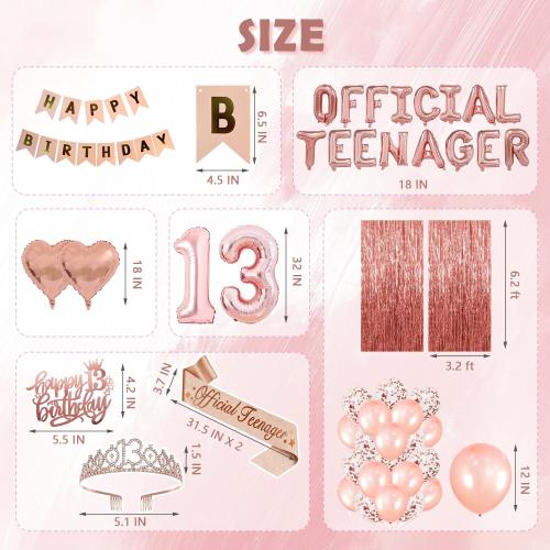 YGSEPCC 13th Birthday Decorations for Girls, Official Teenager Party Decor