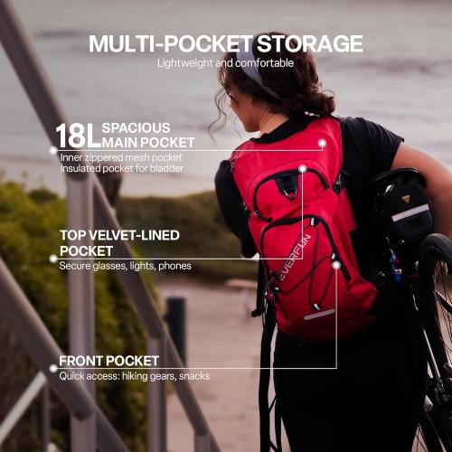 Everfun Hydration Backpack 18L with Water Bladder 2L/3L Hiking Water Backpack Women Men Hydration Pack Insulated Lightweight Day Hydropack with Storage for Hiking, Biking, Running, Festival