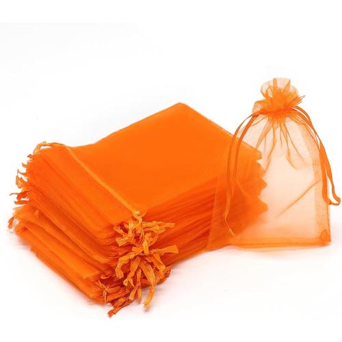50pcs Drawstring Organza Jewelry Candy Pouch Christmas Wedding Party Favor Gift Bags (8x12, Orange)
